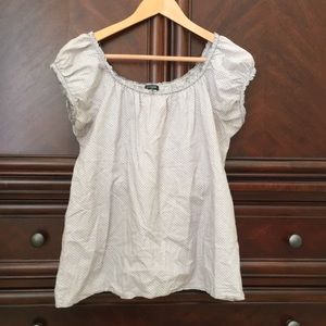Polka dot peasant top.